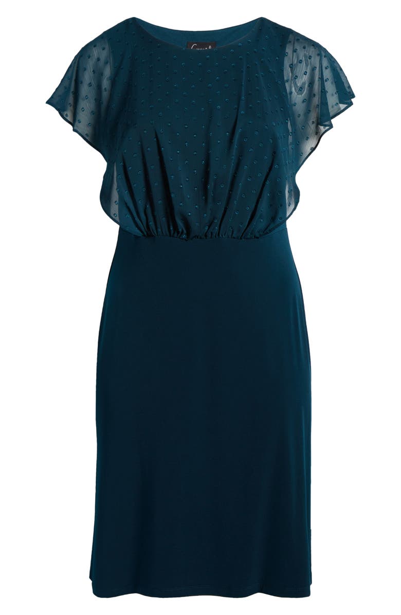 Connected Apparel Swiss Dot Chiffon Sleeve Cocktail Dress, Alternate, color, Dark Mallard