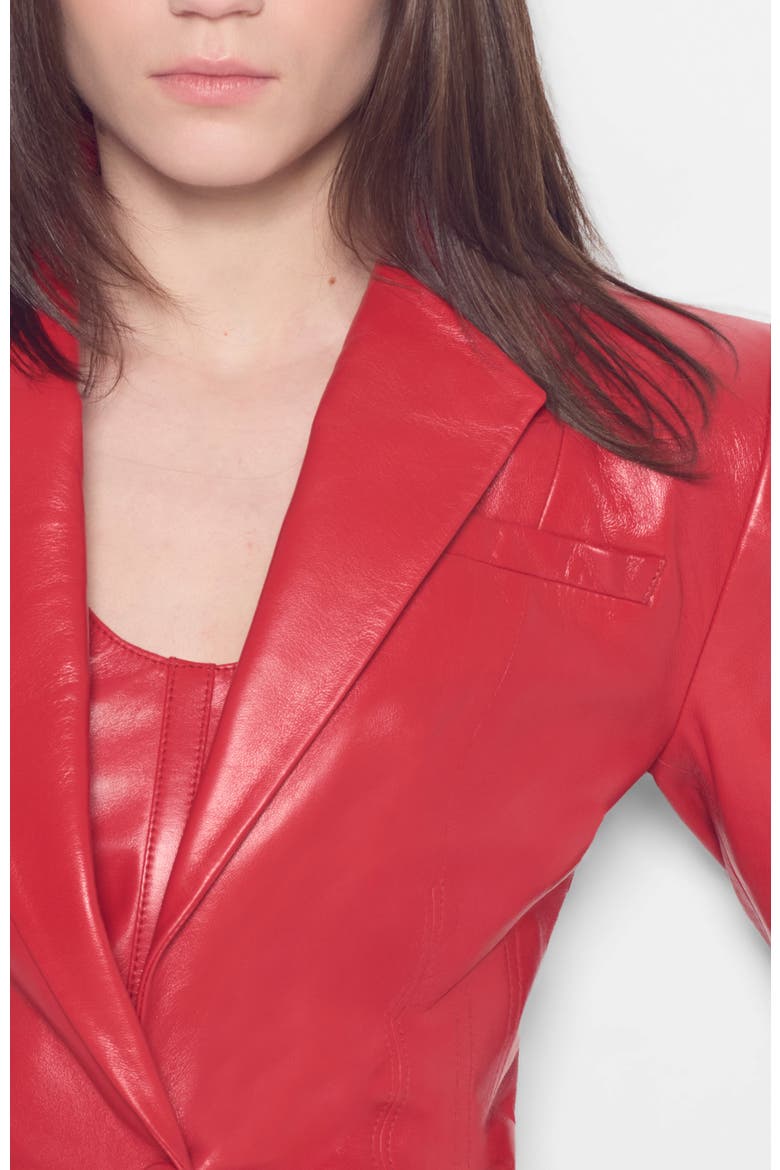 Gitana Upcycled Leather Blazer, Alternate, color, Coco Red