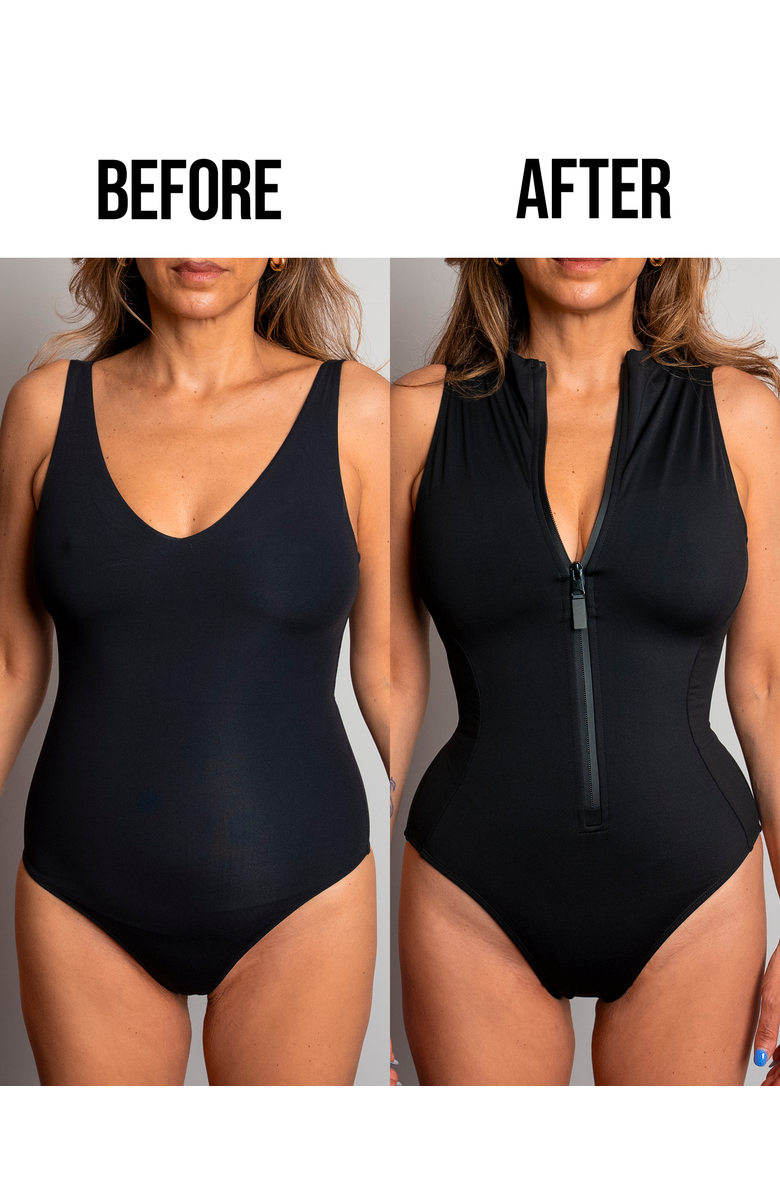 TA3 Adjustable Zip Front One-Piece Swimsuit, Alternate, color, Black