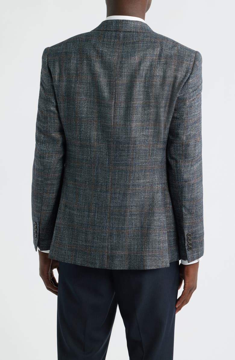 Emporio Armani G-Line Charcoal Grey Mélange Slub Wool Blend Sport Coat, Alternate, color, Charcoal