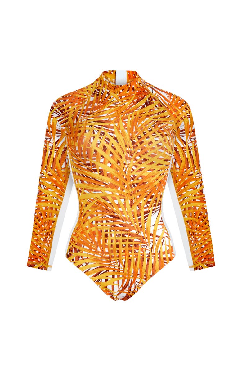 Vilebrequin Women's Palm Leaves Neoprene UV Protection One-Piece Rashguard Swimsuit, Alternate, color, Mangue