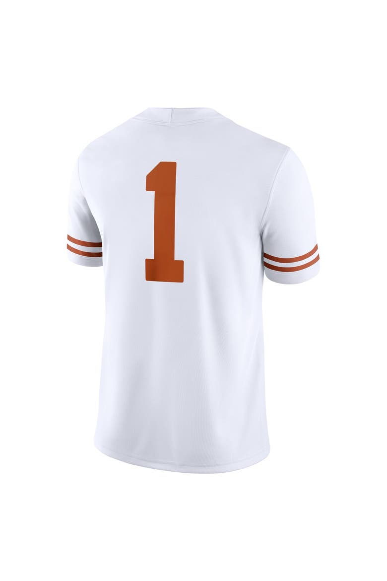 Men's Nike #1 White Texas Longhorns Game Jersey, Alternate, color, White