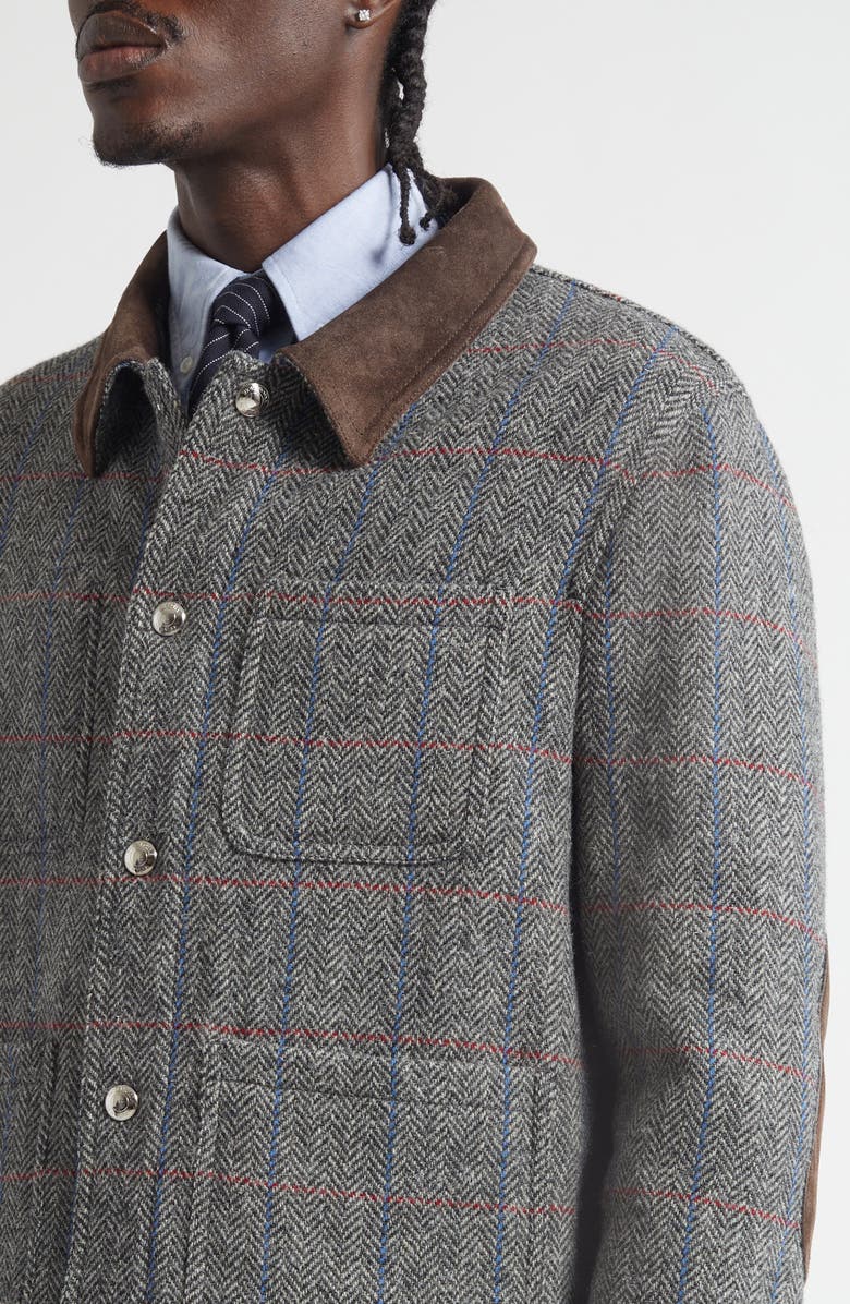 Thom Browne Hunting Tweed Utility Jacket, Alternate, color, Dark Grey