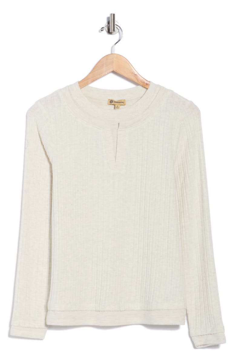 Democracy Long Sleeve Twofer Rib Knit Top, Alternate, color, Heather Cream