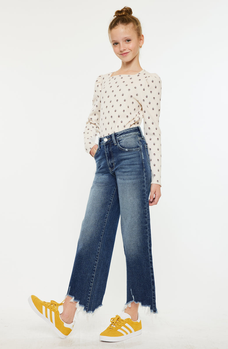 KanCan America High Rise Cropped Wide Leg Jeans, Alternate, color, Medium Wash