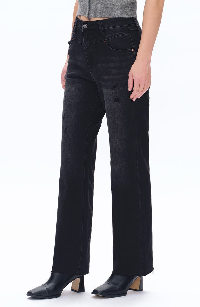 Bayeas Raw Hem High Waist Relaxed Straight Leg Jeans, Alternate, color, Black Wash