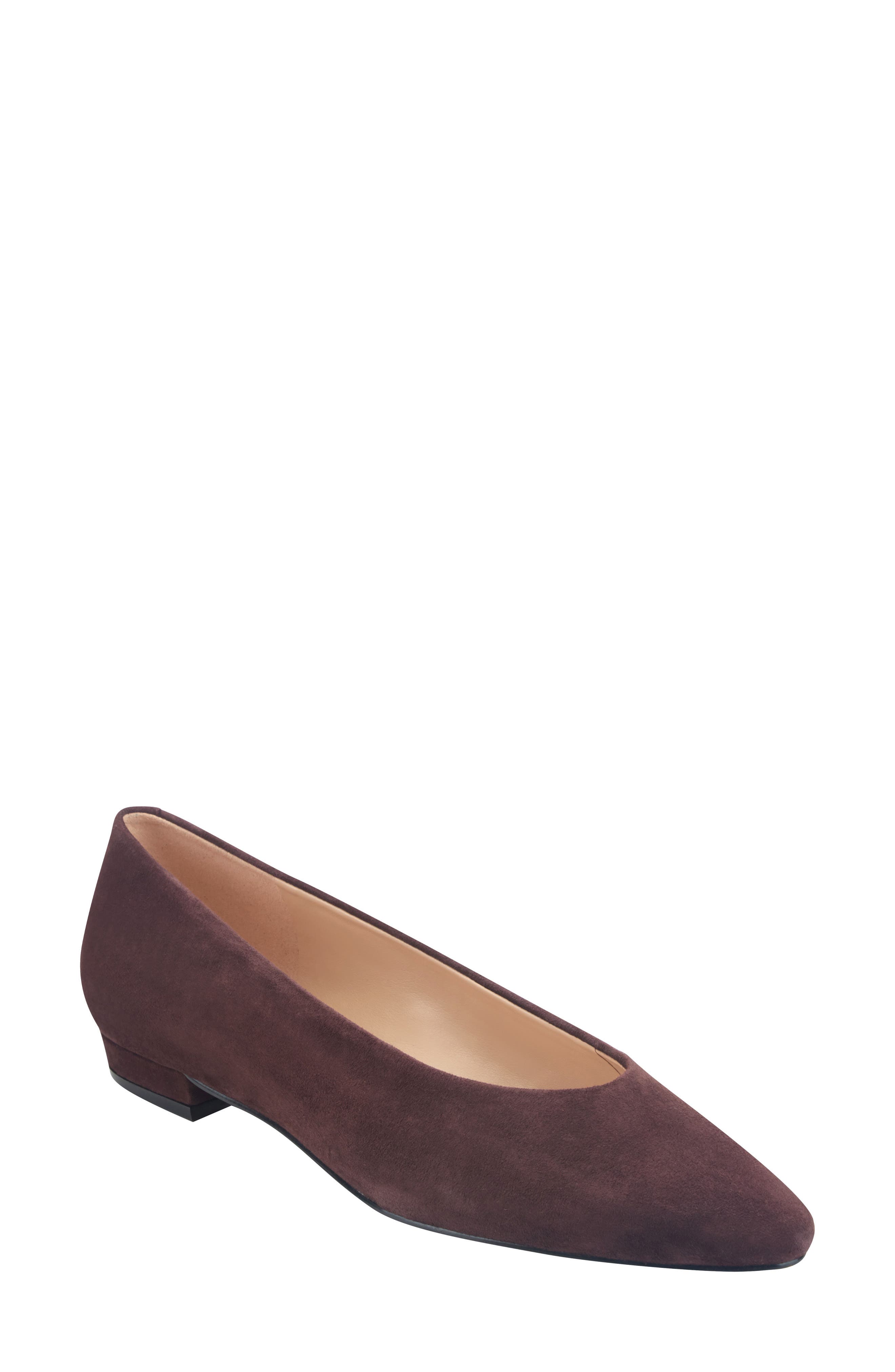 Bodie Pointed Toe Flat, Main, color, DARK RED
