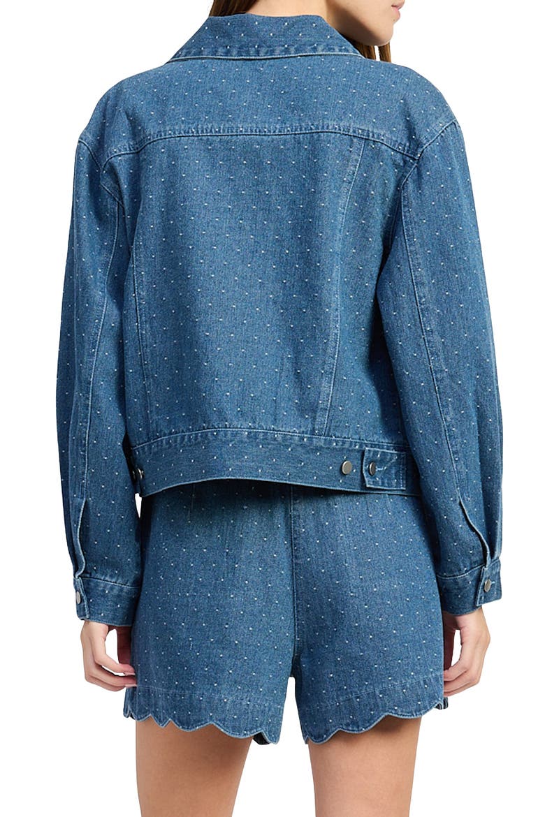 Heidi Studded Denim Jacket, Alternate, color, MEDIUM WASH DENIM