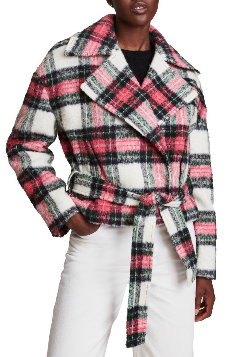 AllSaints Morley Plaid Wool Blend Jacket, Main, color, 