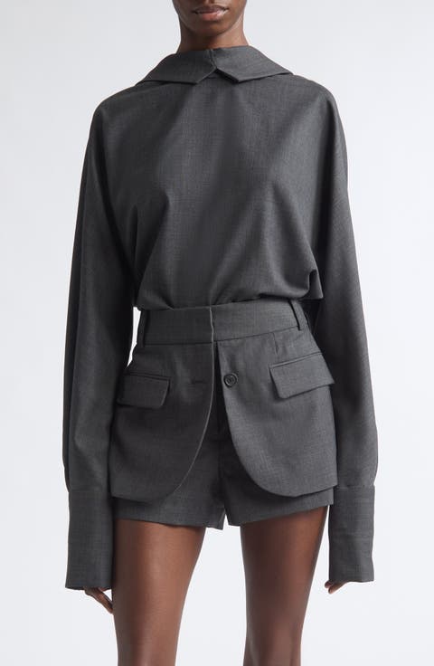Wool Blend Tie Back Top