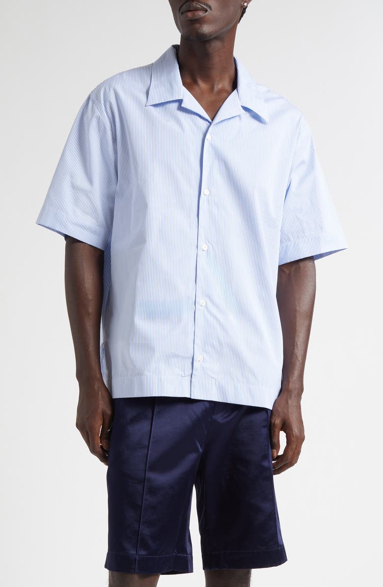 Givenchy Stamp Print Camp Shirt, Main, color, White/ Light Blue