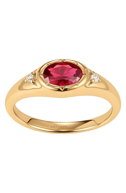 Oval Birthstone Signet Ring