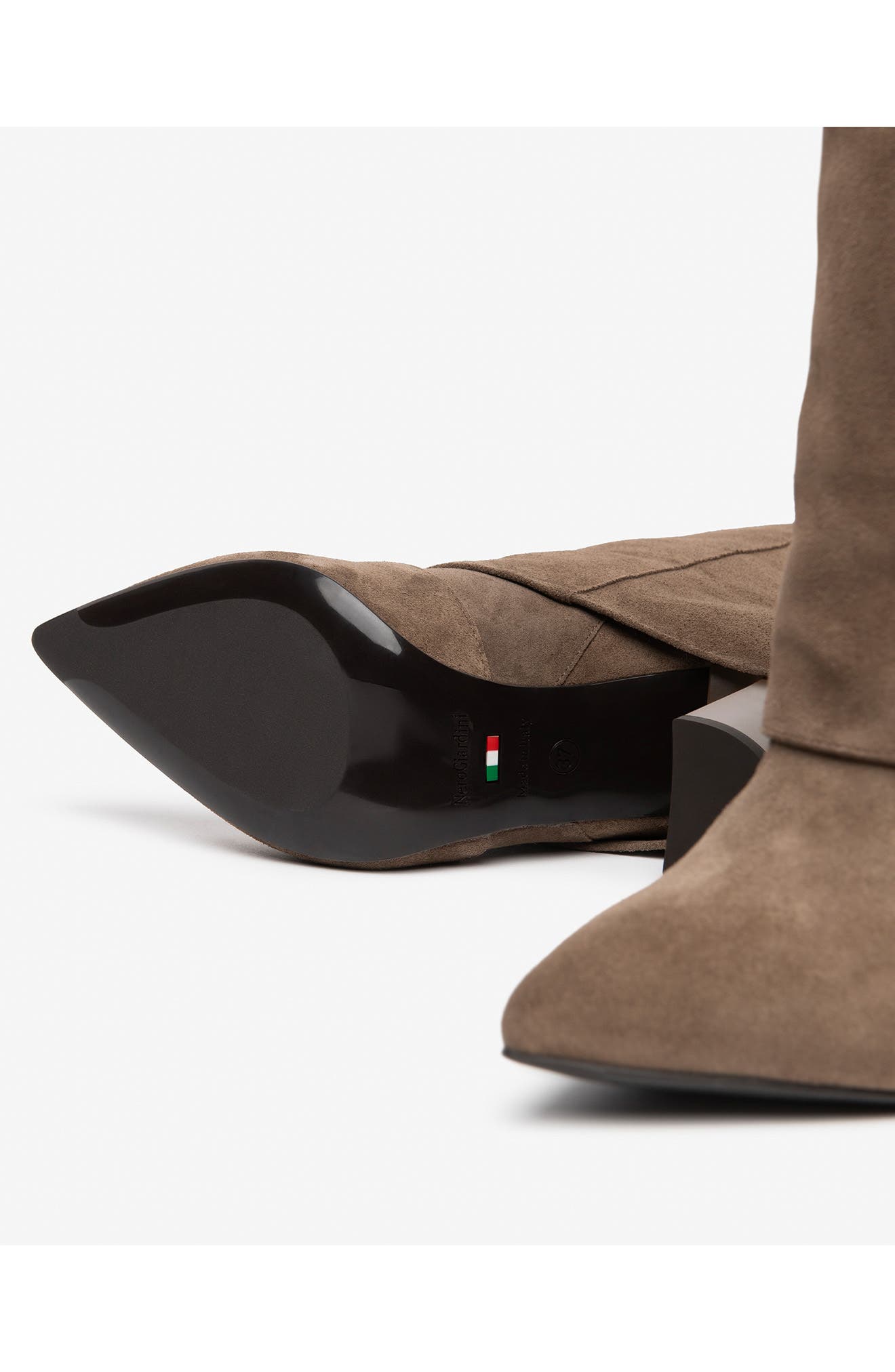 Pointed Toe Cuff Leather Boot, Alternate, color, BARK