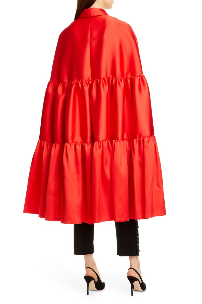 Tiered Satin Cape, Alternate, color, SCARLET