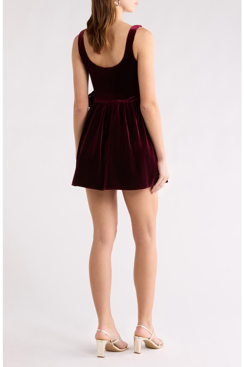 Velvet Fit & Flare Dress, Alternate, color, BURGUNDY