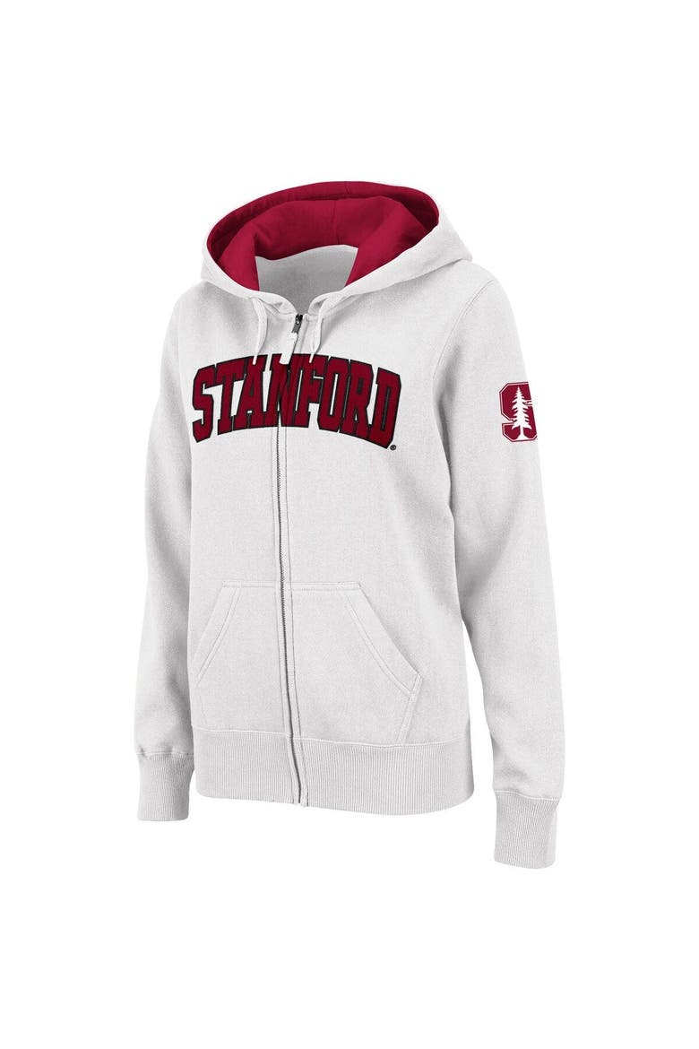 Women's Stadium Athletic White Stanford Cardinal Arched Name Full-Zip Hoodie, Main, color, White