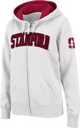 COLOSSEUM Women's Stadium Athletic White Stanford Cardinal Arched Name Full-Zip Hoodie