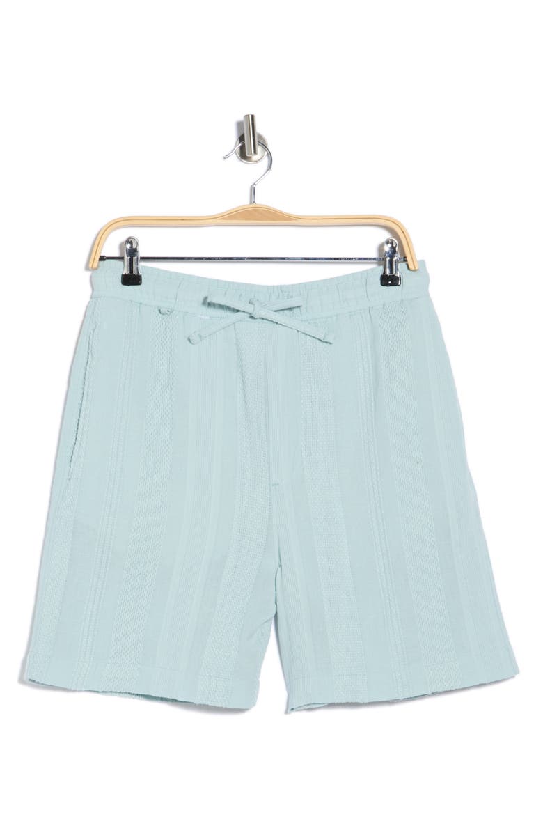 DENIM AND FLOWER Textured Drawstring Shorts, Main, color, Mint Blue
