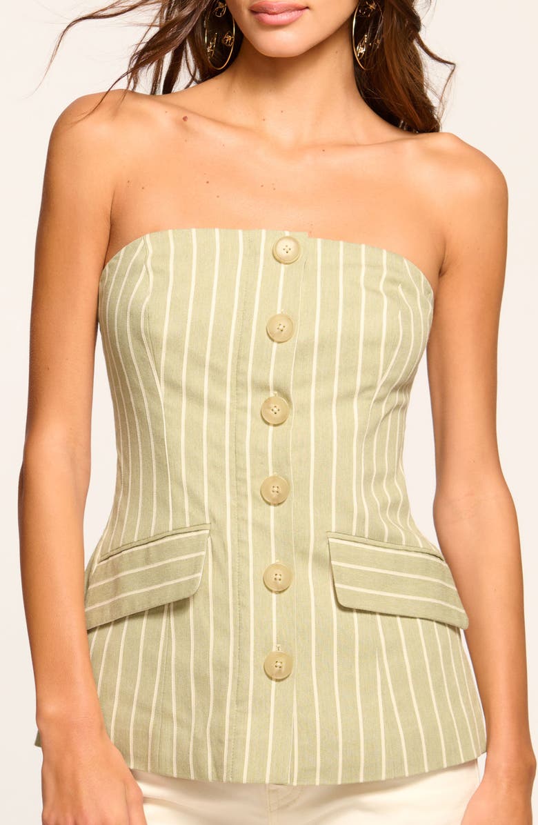 Ramy Brook Tiffany Stripe Strapless Vest, Alternate, color, Mint Canvas