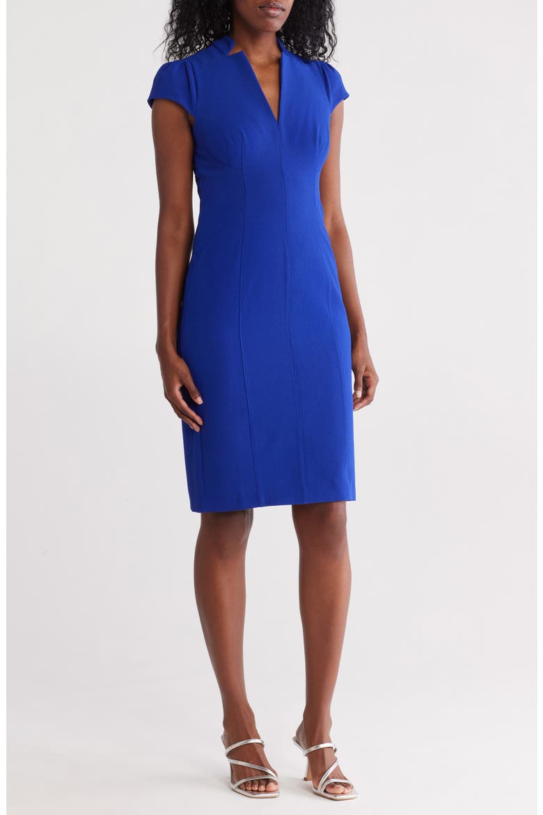 Signature Stretch Crepe Sheath Dress, Main, color, ROYAL