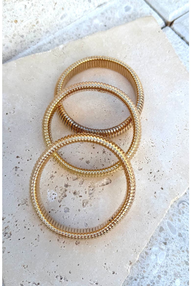 Set of 3 Coiled Stretch Bracelets, Alternate, color, GOLD