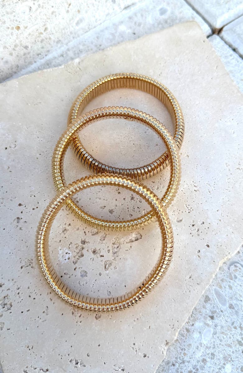 Adornia Set of 3 Coiled Stretch Bracelets, Alternate, color, Gold