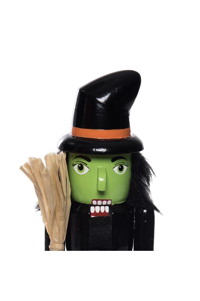 Witch Nutcracker Wooden Figurine, Alternate, color, Green
