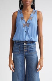 Ramy Brook Daisy Embroiderd Wrap Front Top