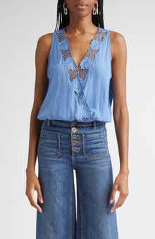 Daisy Embroiderd Wrap Front Top