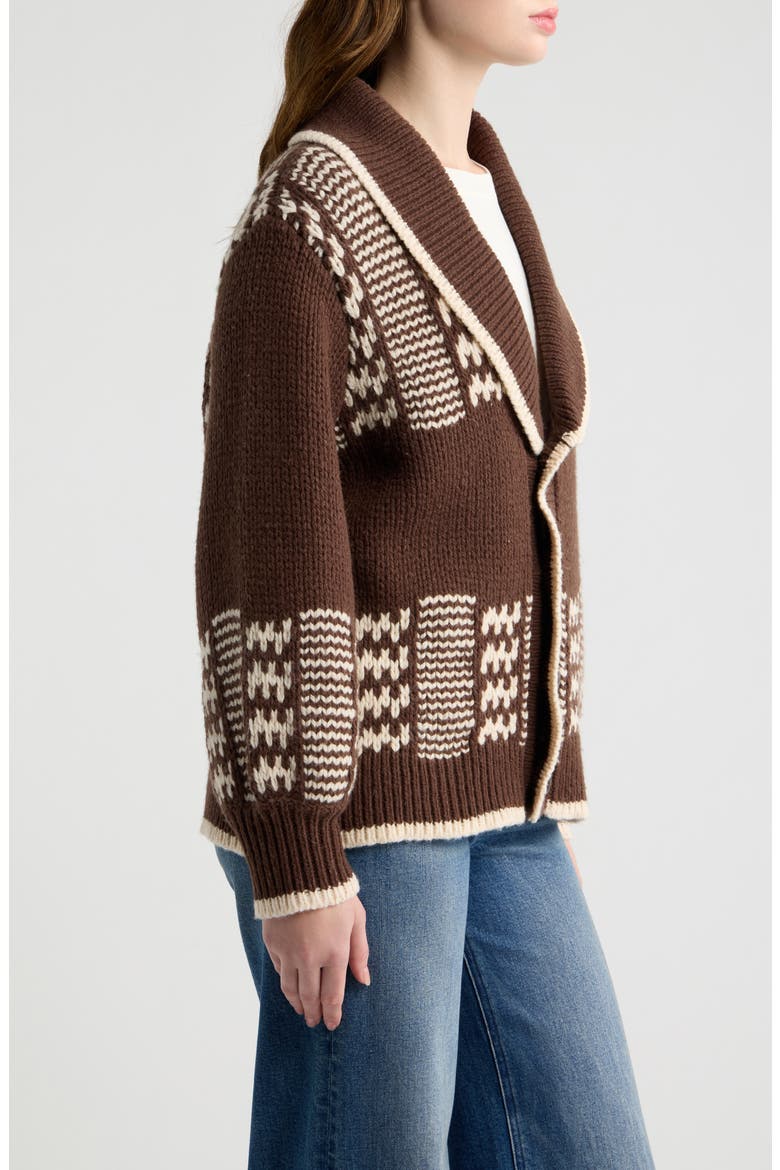 The Chalet Cardigan Sweater, Alternate, color, WALNUT AND CREAM