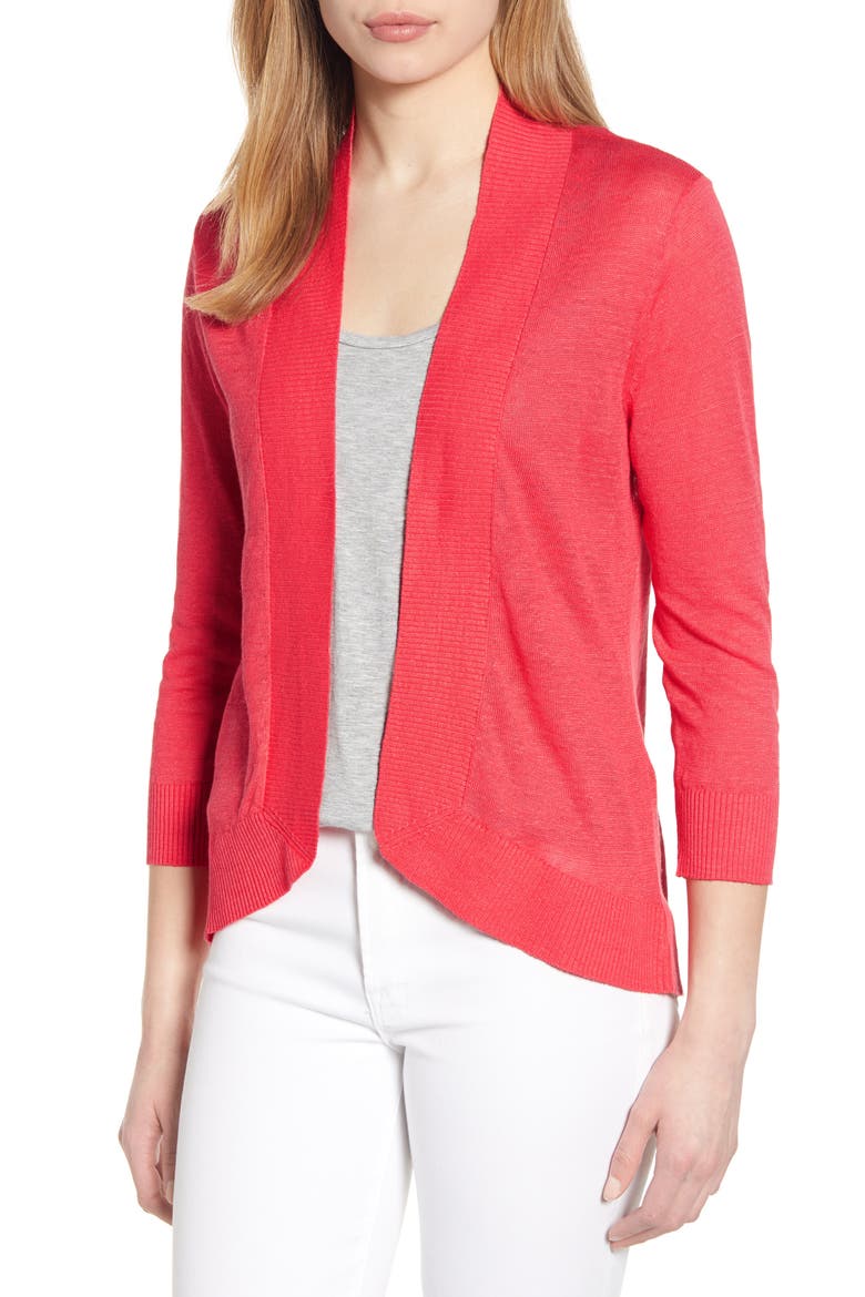 Lea Linen Cardigan, Main, color, PARADISE PINK
