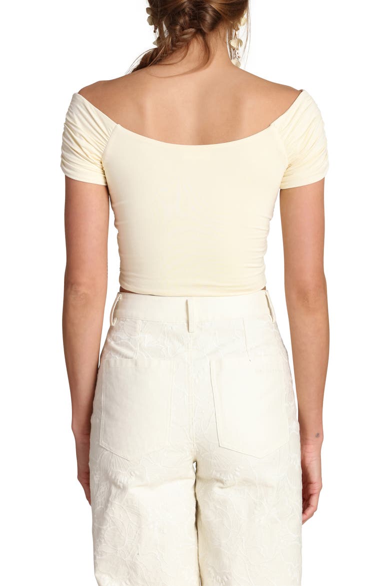 Off the Shoulder Crop Top, Alternate, color, CREAM