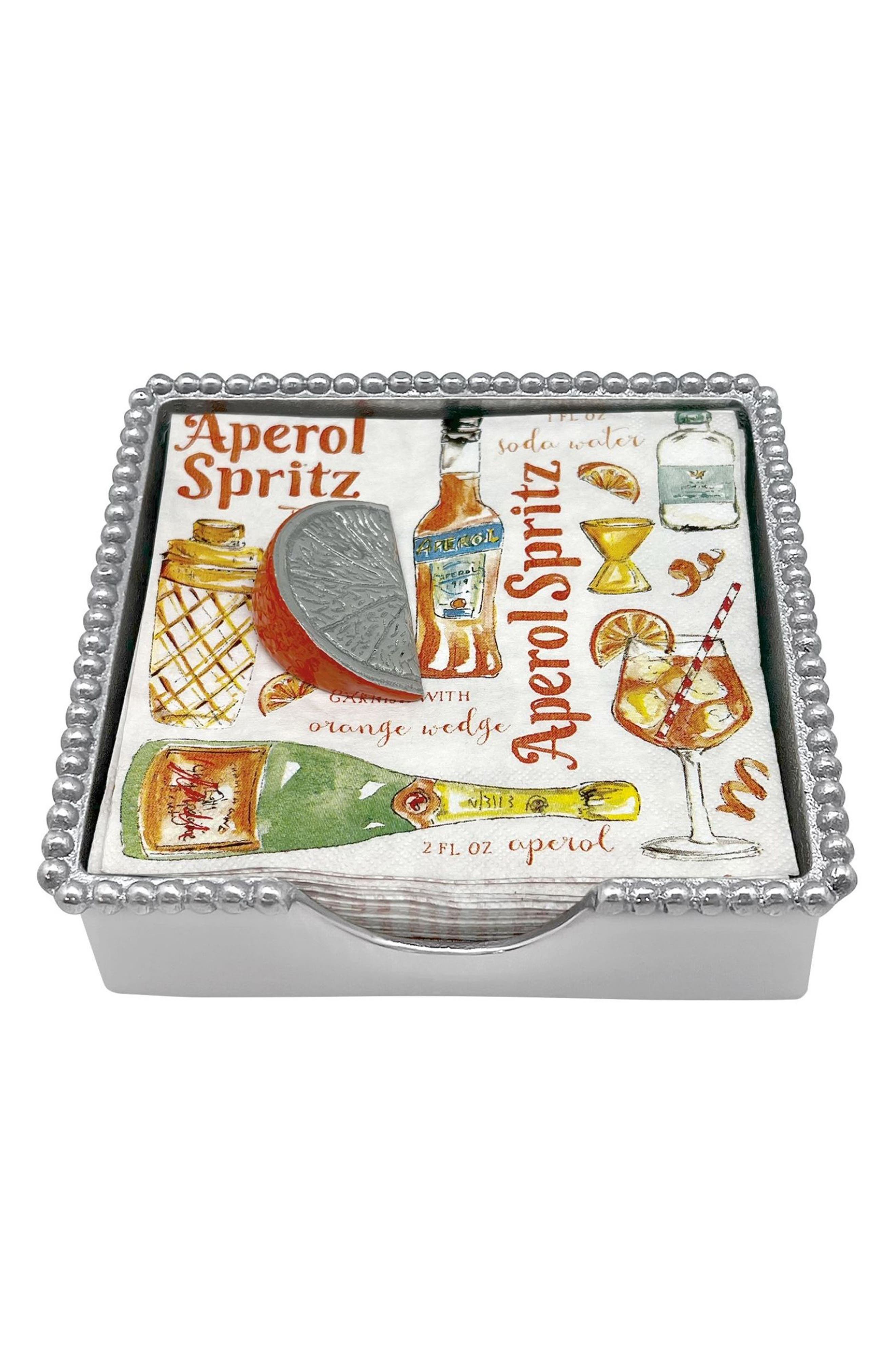 Mariposa Orange Slice Beaded Napkin Box - Thumbnail 4