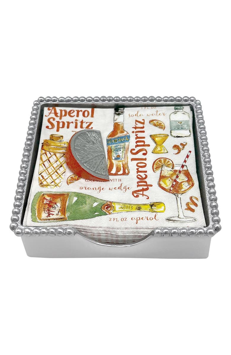 Mariposa Orange Slice Beaded Napkin Box Set, Main, color, Silver