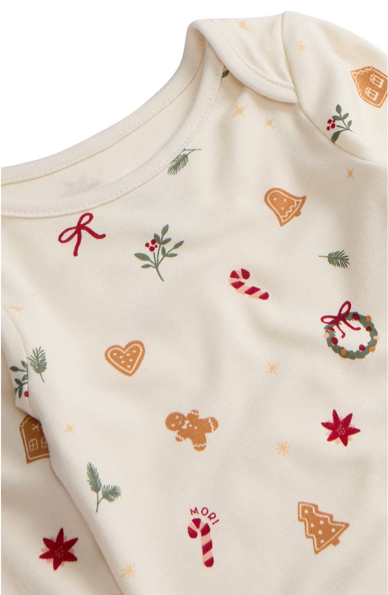 MORI Christmas Long Sleeve Bodysuit, Alternate, color, White Christmas