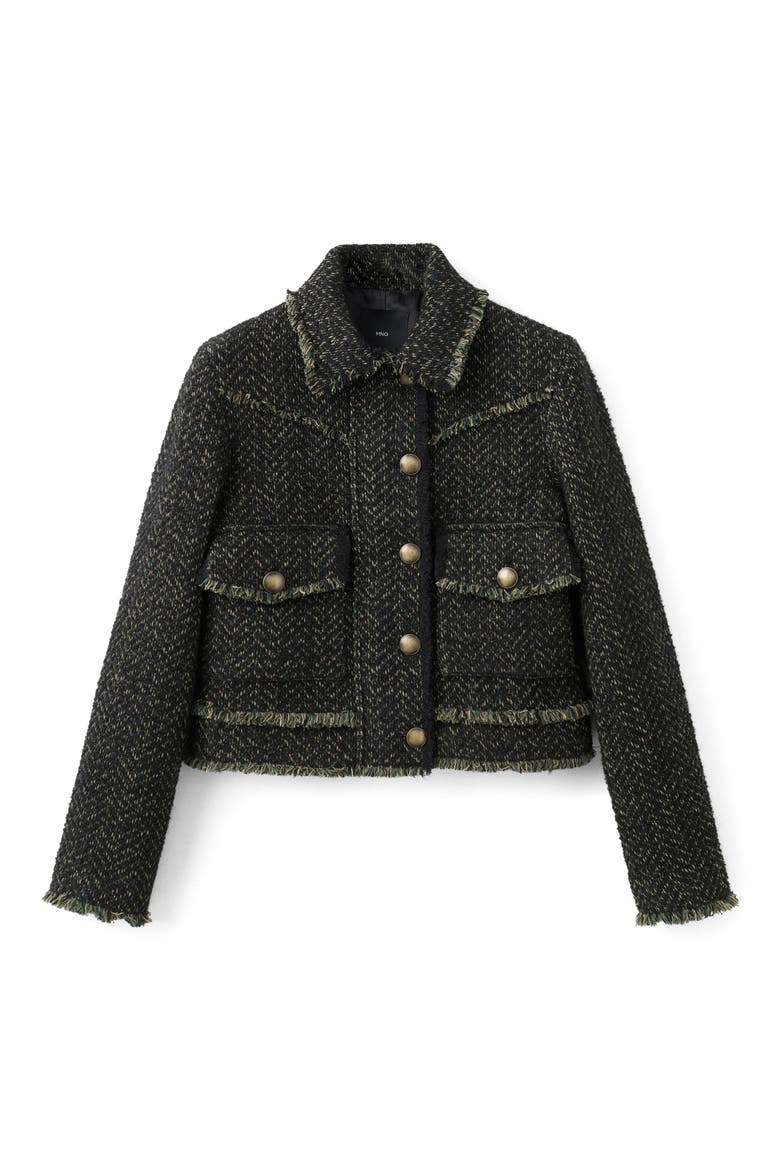Zip Front Tweed Jacket, Alternate, color, GREEN