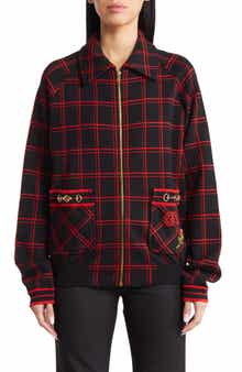 Gucci Jacquard Plaid Wool Bomber Jacket