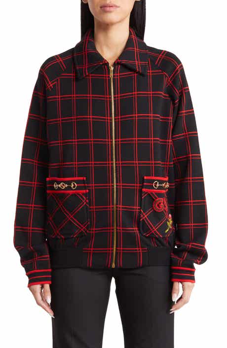 Gucci Jacquard Plaid Wool Bomber Jacket