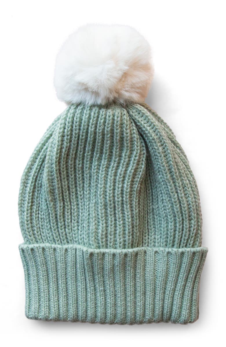 Sunshine Studios Snow Bunny Pom Hat, Main, color, Mint