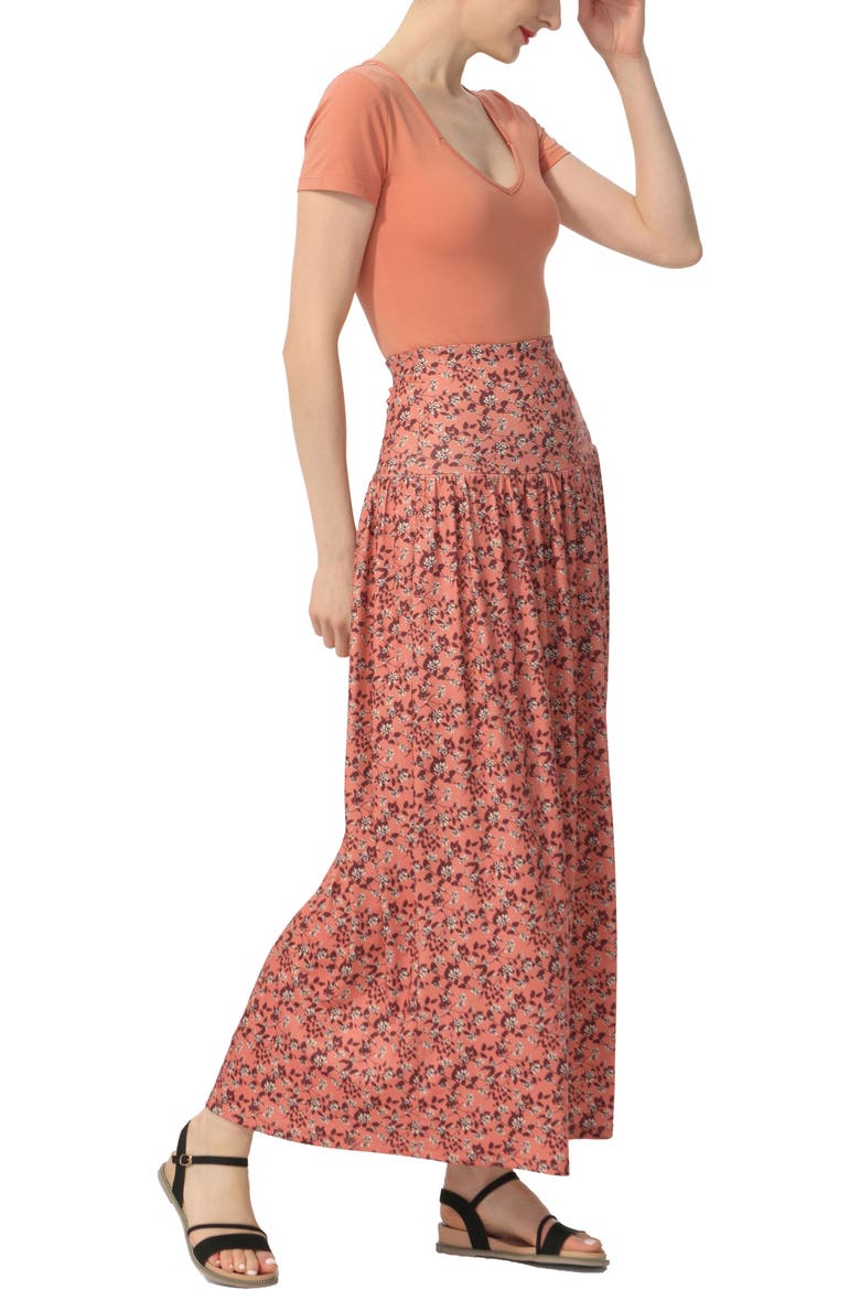 Women's Tiered Maxi Skirt, Alternate, color, Dusty Coral