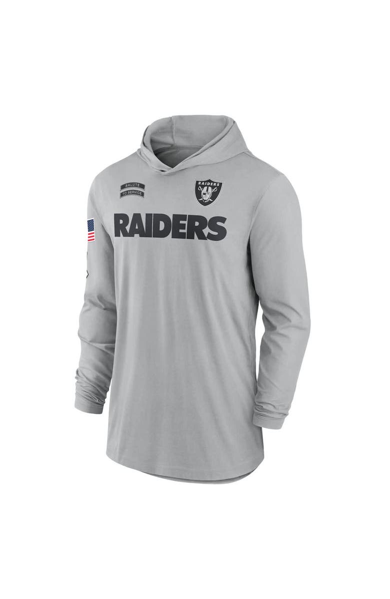 Nike Men's Nike Gray Las Vegas Raiders 2024 Salute to Service Lightweight Performance Long Sleeve Hooded T-Shirt, Alternate, color, Gray