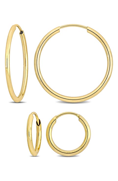 Set of 2 14K Gold Hoop Earrings