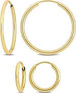 DELMAR Set of 2 14K Gold Hoop Earrings