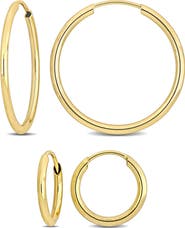DELMAR Set of 2 14K Gold Hoop Earrings