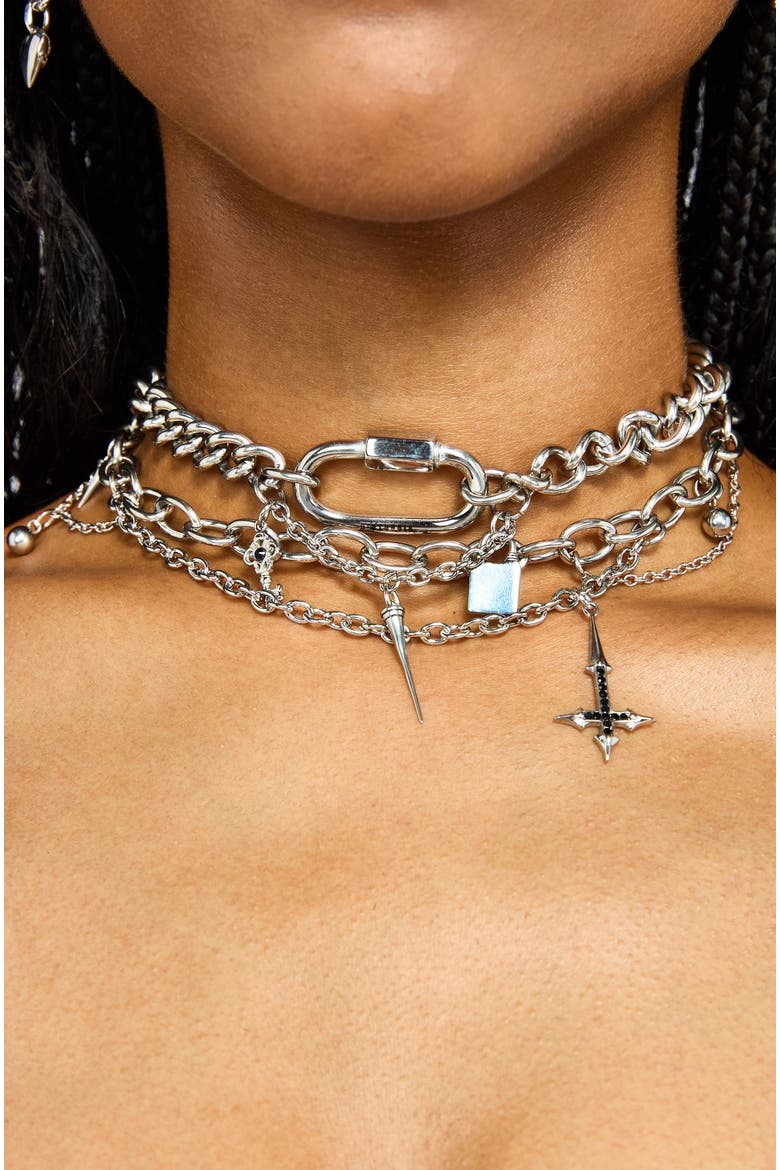 Lagoxin Stainless Steel Layered Choker, Alternate, color, Silver