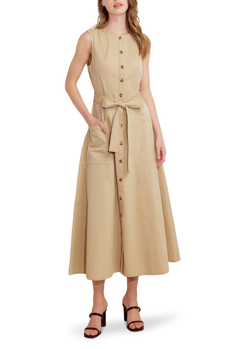 Sleeveless Cotton Maxi Dress, Main, color, BEIGE