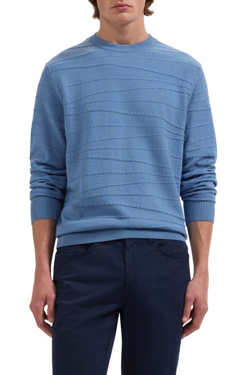 Textured Cotton & Silk Crewneck Sweater