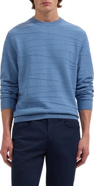 Bugatchi Textured Cotton & Silk Crewneck Sweater
