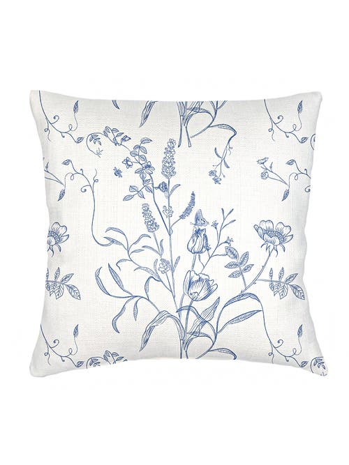 Anaya English Garden Linen Pillow With Down Insert In Blue