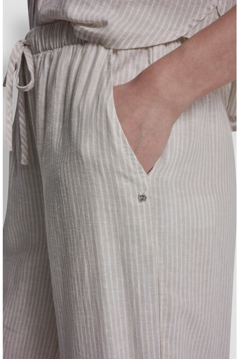 High Waist Linen Blend Pants, Alternate, color, PEBBLE/ IVORY
